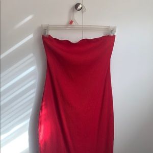 Red tube top dress